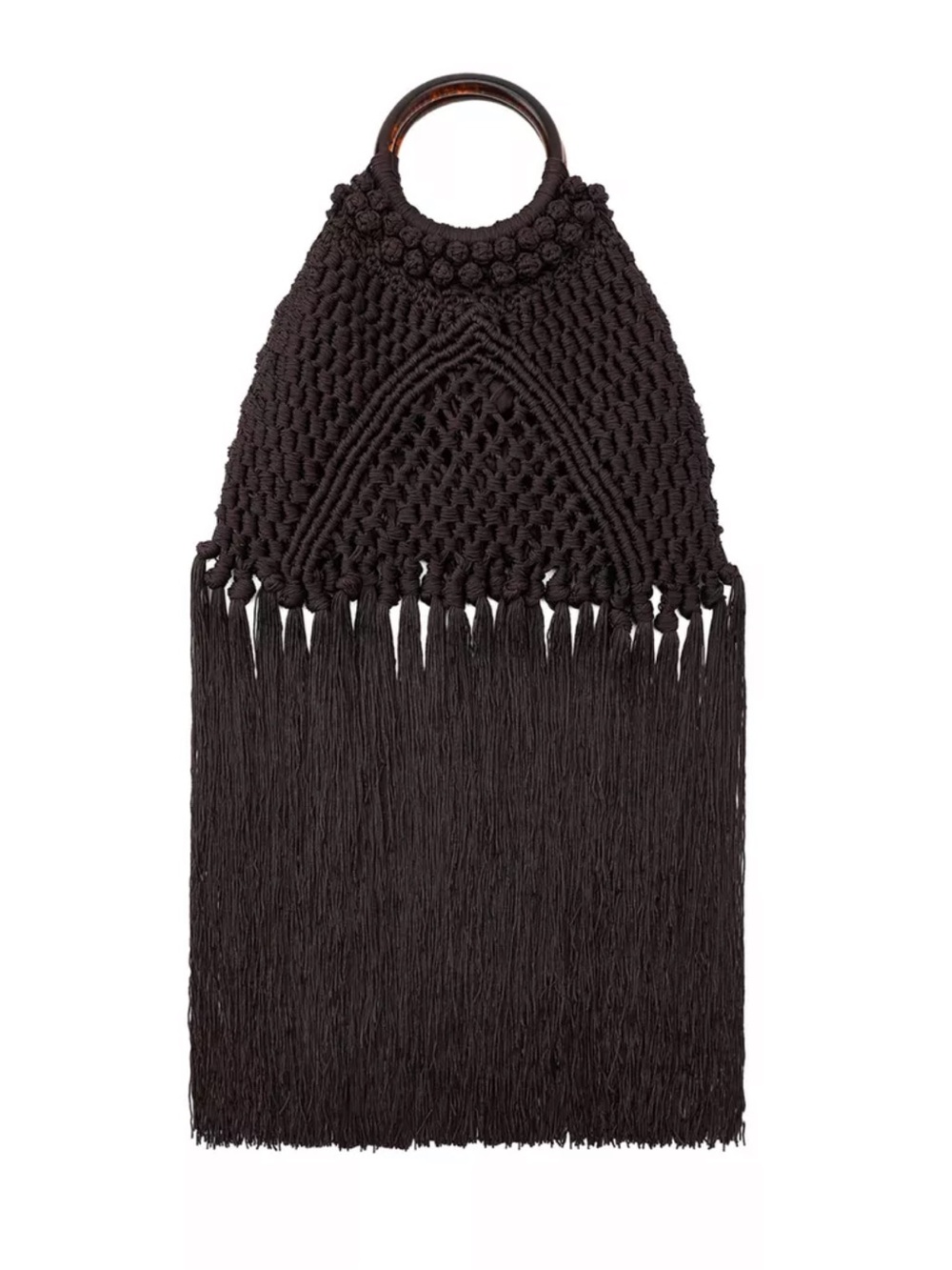 Zara woven knotted fringe bag